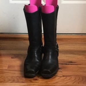 Frye 12R Black Leather Harness Boots Size 8.5